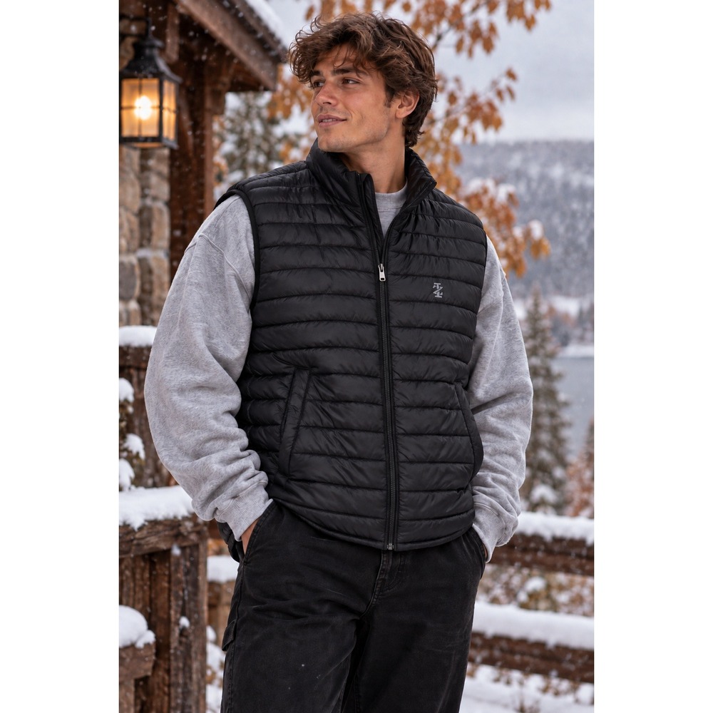 IZOD Perform Puffer Vest XXL Black Quilted Full Zip Lightweight Sleeveless #1668